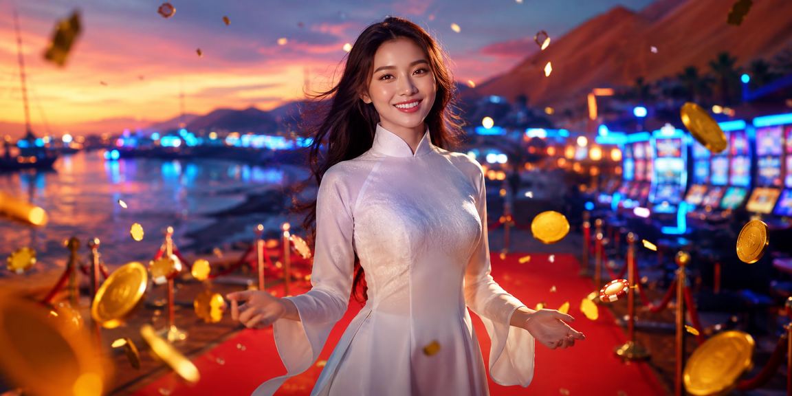 Hình ảnh Mũi Né kết hợp chủ đề slot game và phong cách áo dài Việt