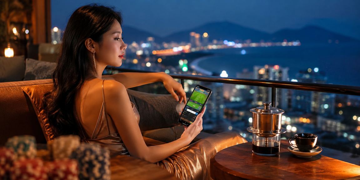 Người dùng ở Vũng Tàu theo dõi thể thao trên điện thoại tại quán cà phê